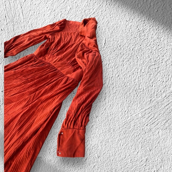 Handmade autum flowy dress high neck with zipper back - Picture 2 of 12